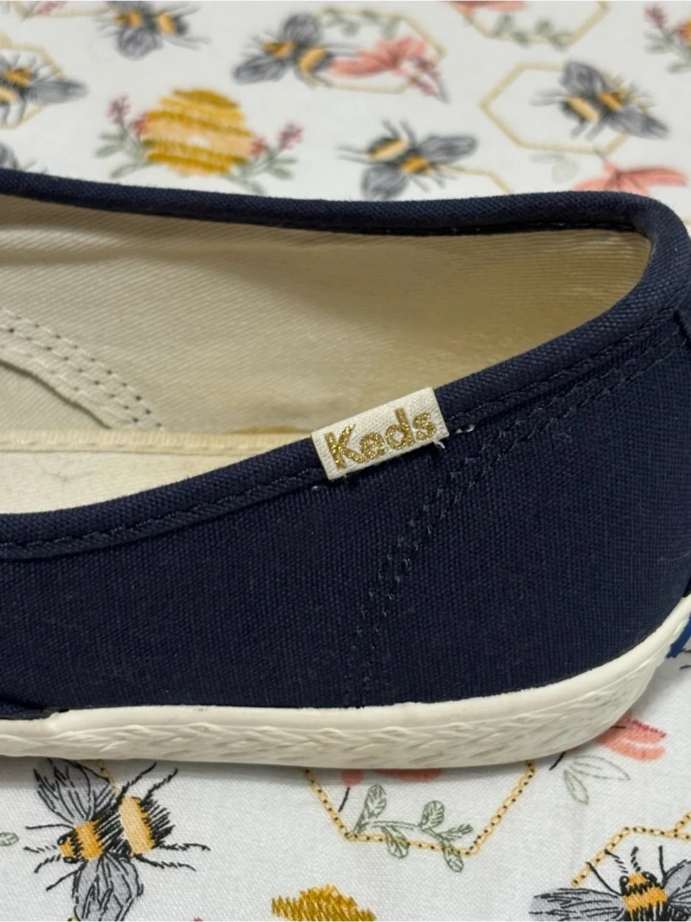 kate spade collaboration with Keds Navy Canvas Sneakers with Cream Accents